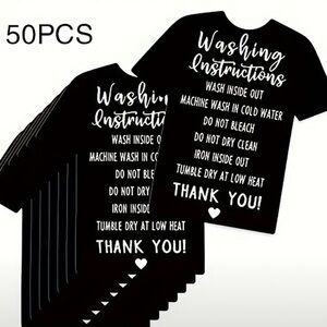Black Washing Instruction thank you Cards - 50 Pack